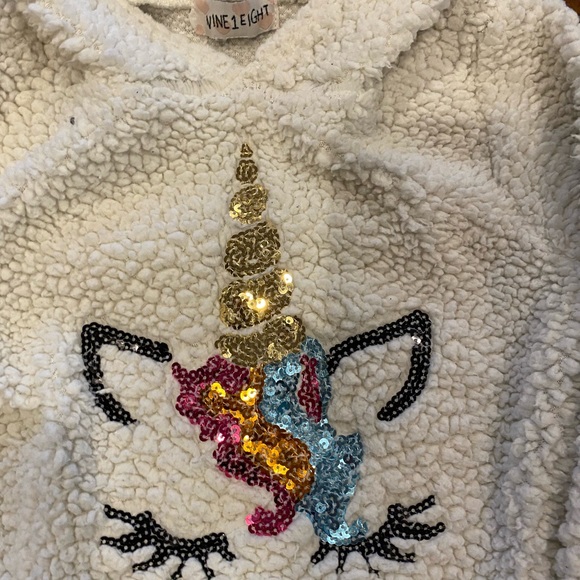 Vine 1 Eight size youth girl small super soft white unicorn hooded sweatshirt - Picture 3 of 3